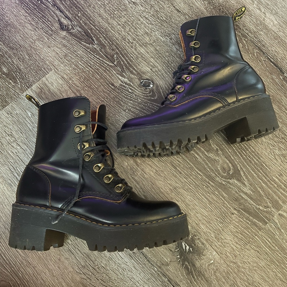 Dr. Martens Black Platform Leona boots